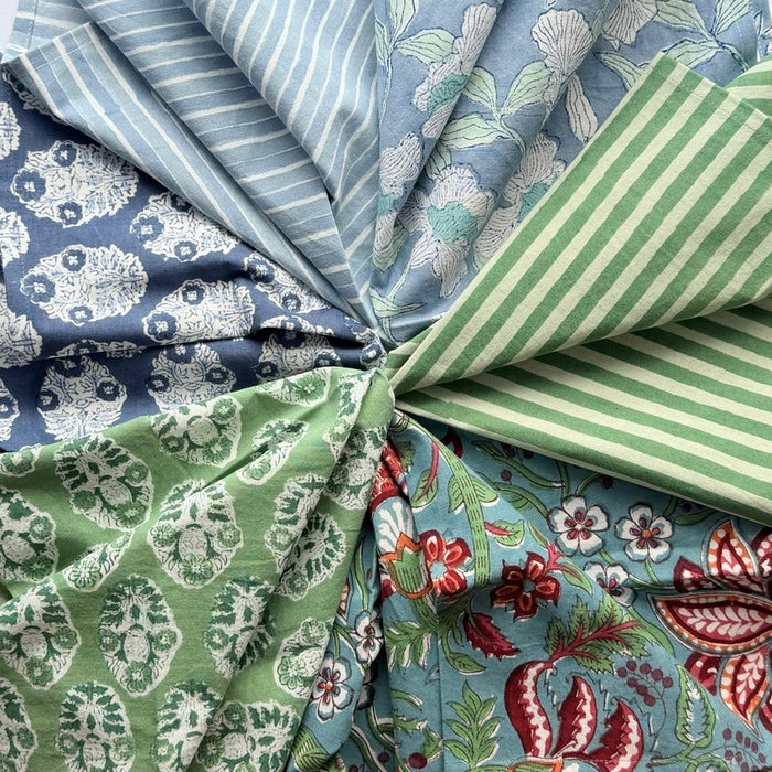 Block printed fabric napkins and tablecloths 