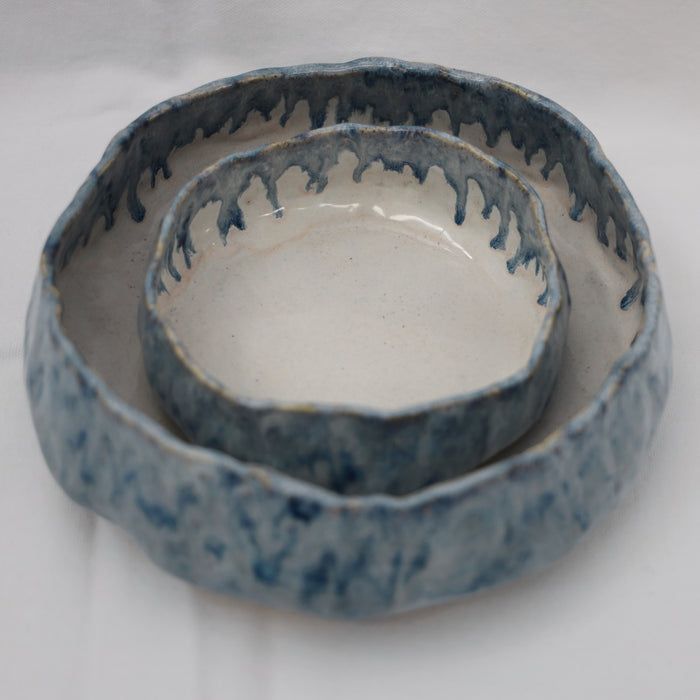 Organic Shaped Serving Bowl Duo - Blue