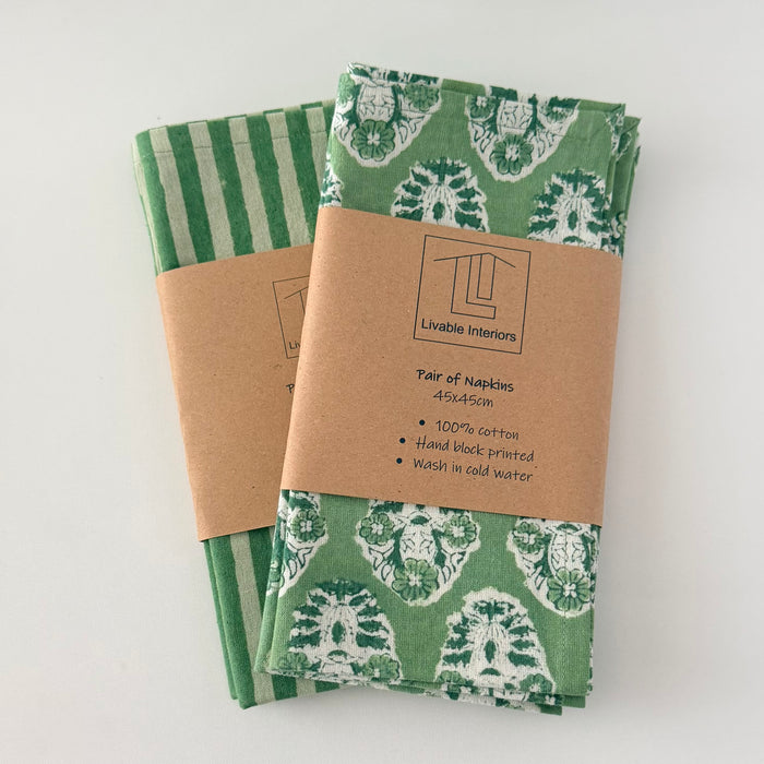 Napkins (set of 2) - green stripe