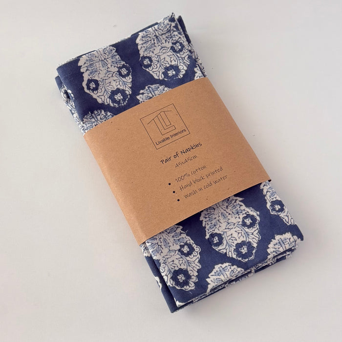 Napkins (set of 2) - blue and white
