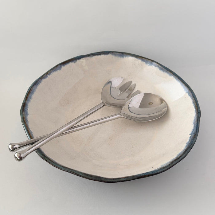 Salad bowl in denim glaze
