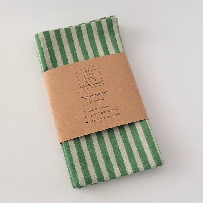 Napkins (set of 2) - green stripe