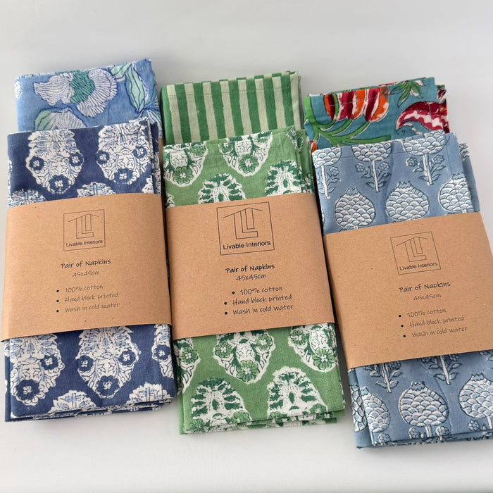 Napkins (set of 2) - blue and white