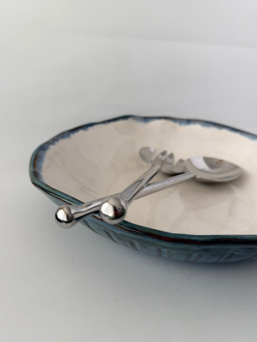 Salad bowl in denim glaze