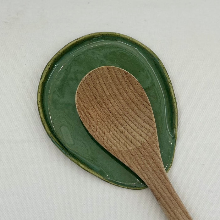 Handmade Ceramic Spoon Rest - Green