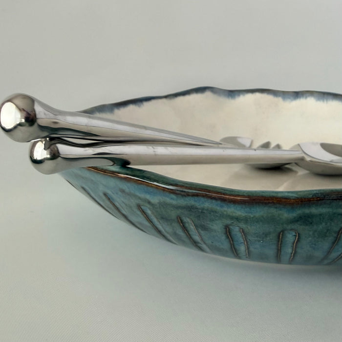 Salad bowl in denim glaze