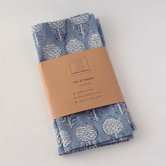 Napkins (set of 2) - blue artichoke