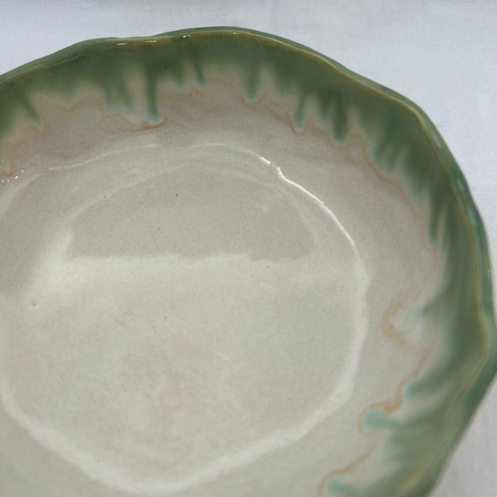 Small Serving Bowl | Breakfast bowl - Green Rim