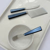 Sabre Paris cheese board utensils in steel blue