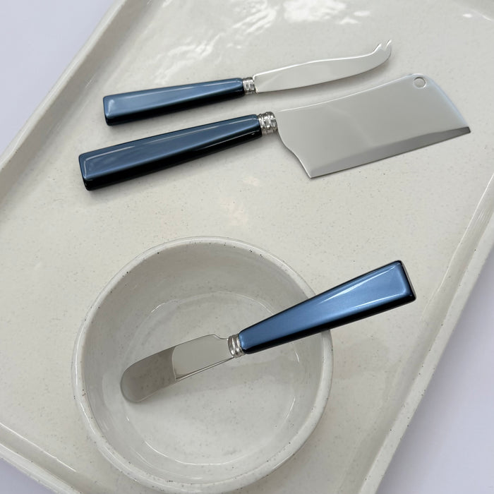 Sabre Paris cheese board utensils in steel blue