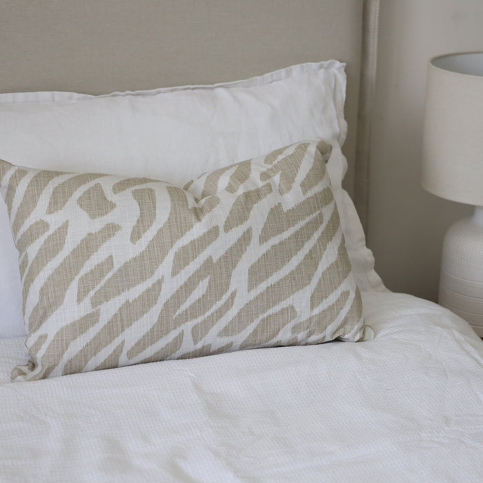 Pair of Rectangular Cushion Covers - Sandy Beige Zebra Print